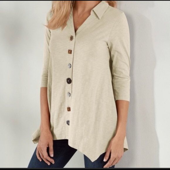 SOFT SURROUNDINGS Danielle Button Up Top Size Large - Picture 10 of 10